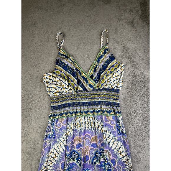 Y2K Shes Cool Women Spaghetti Strap Striped Dress 1X Boho Hippie Padded Bra - Picture 5 of 8